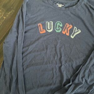 Lucky Brand Blue Pajama Top with Colorful Lettering